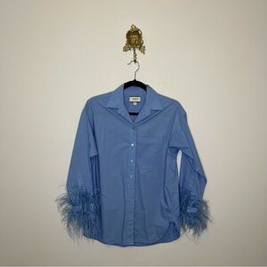 J Crew Collection Feather-trim Cotton Poplin Button-Up Shirt 2
